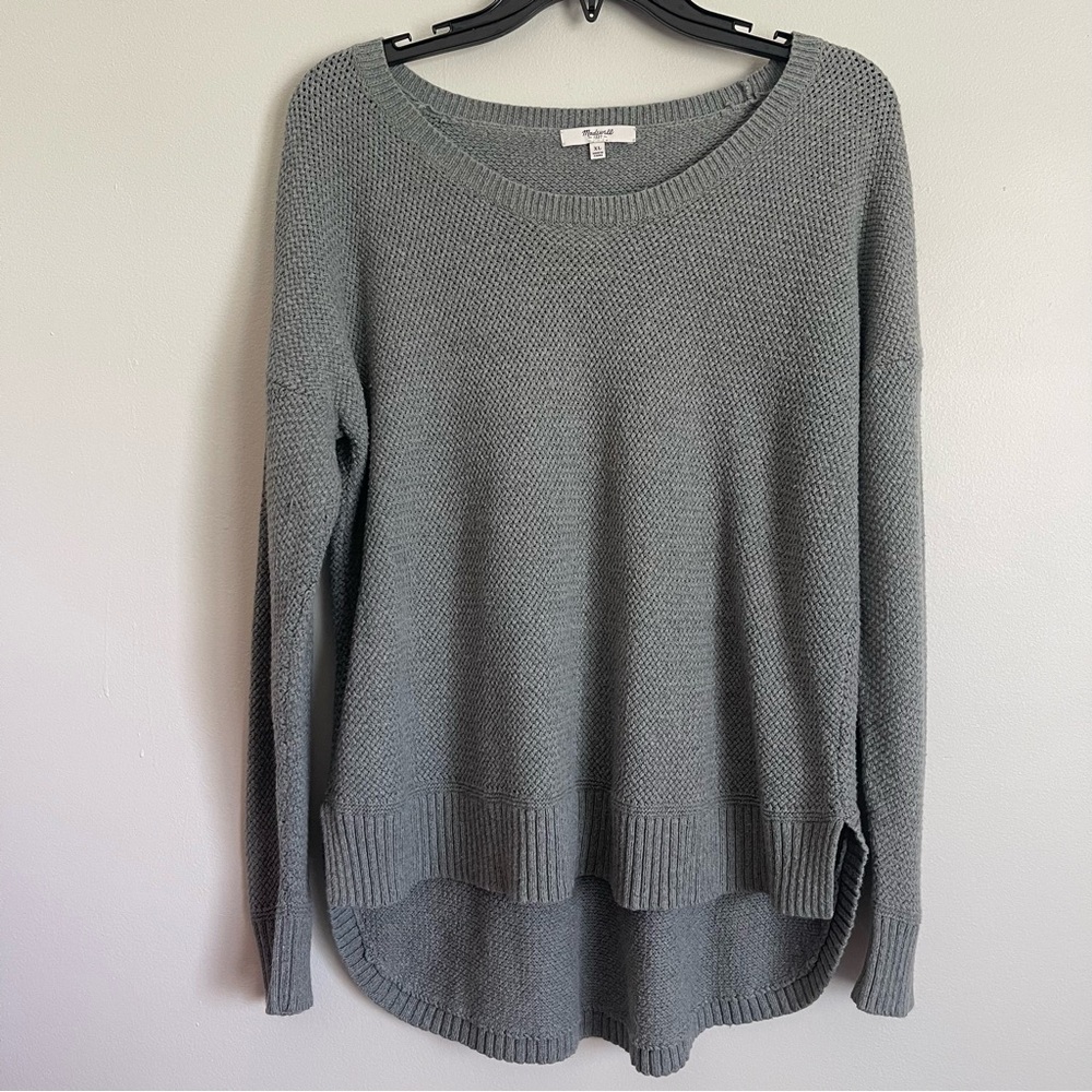 Madewell Women's Chronicle Texture Sweater Heather Surplus Gray Green Size XL